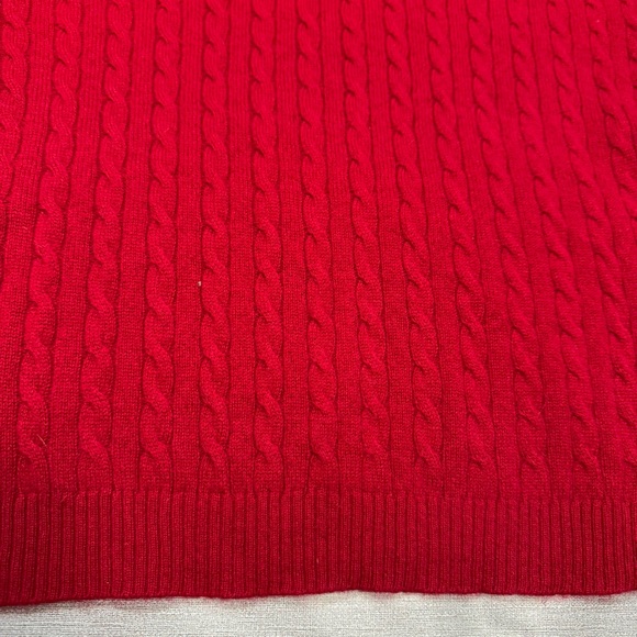 R Derwin Litchfield Red Cable Knit 100% 2 Ply Cashmere Sweater Size M - Picture 9 of 9